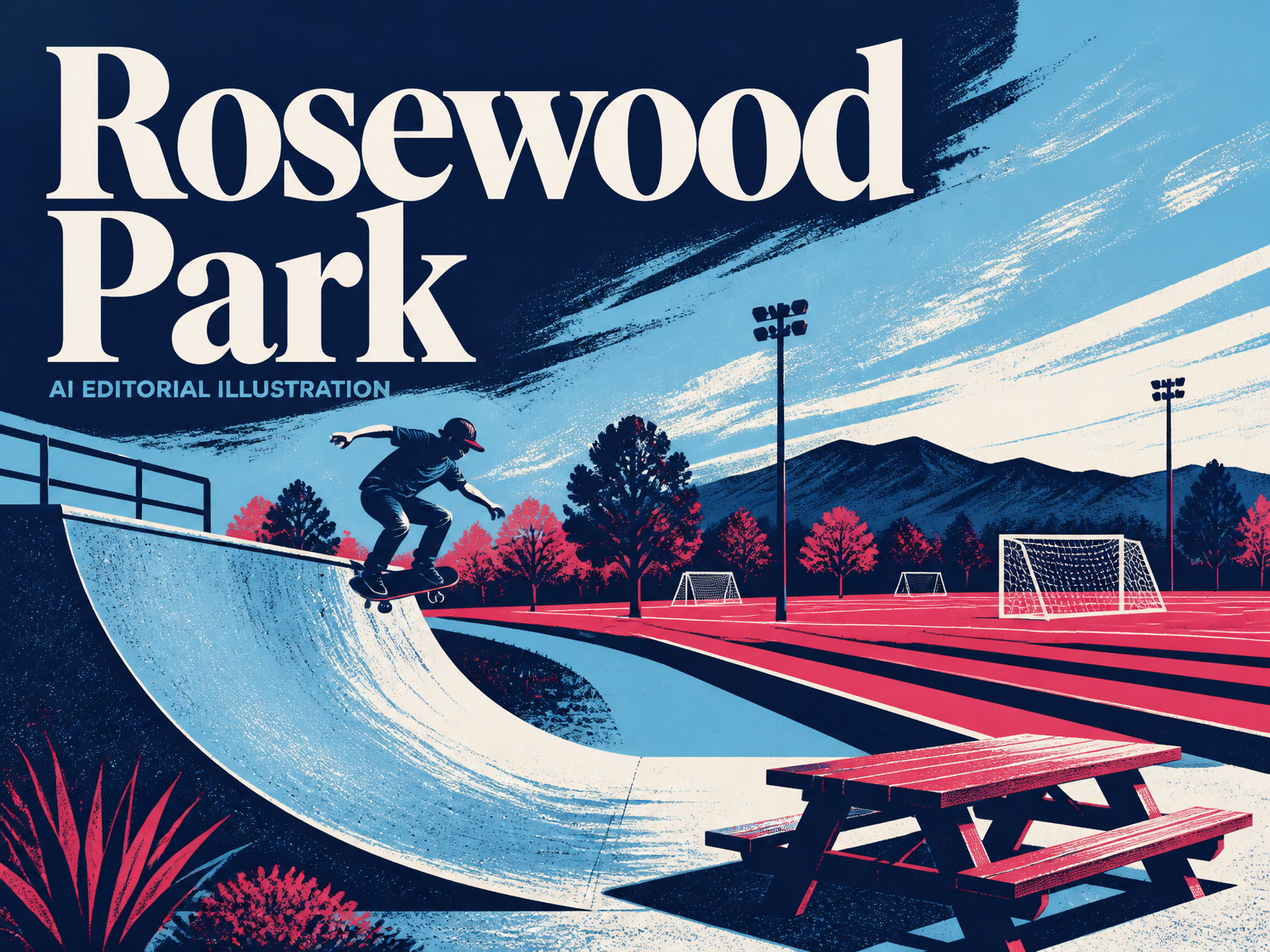 AI-generated editorial illustration for Rosewood Park